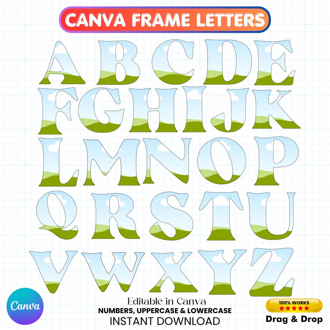 Editable Canva Frame Letters Template, Uppercase & Lowercase Alphabets ...