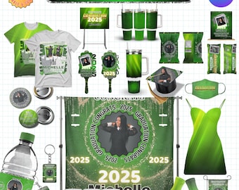2025 Graduation Design Template, Graduation Mockup Bundle, Stole Template, Graduation Shirt Design, Graduation Fan Template, Canva Template