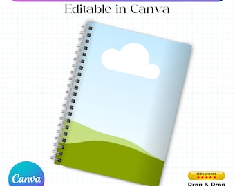 Spiral Notebook Mockup Template, Spiral Bound Notebook Mockup, Spiral Notebook Template, Drag and Drop, Canva Template, Instant Download
