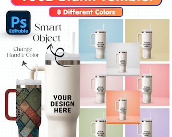 40oz Tumbler Mockup PSD, 08 Blank 40oz Tumbler Mockups, Editable 40oz Tumbler PSD Smart Object Mockup, Tumbler Mockup PSD, Digital Download