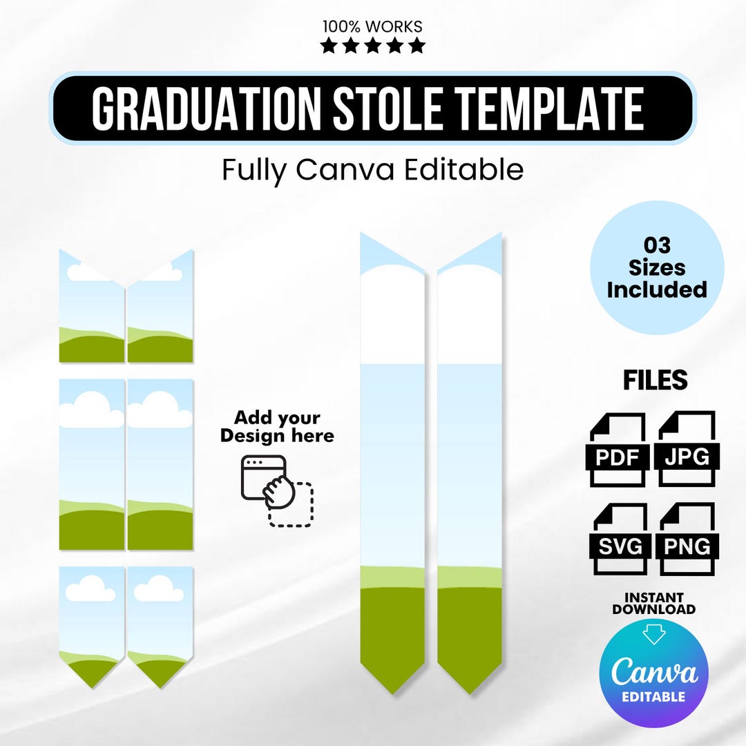 Graduation Stole Template, Graduation Stole Svg, Stole Template ...