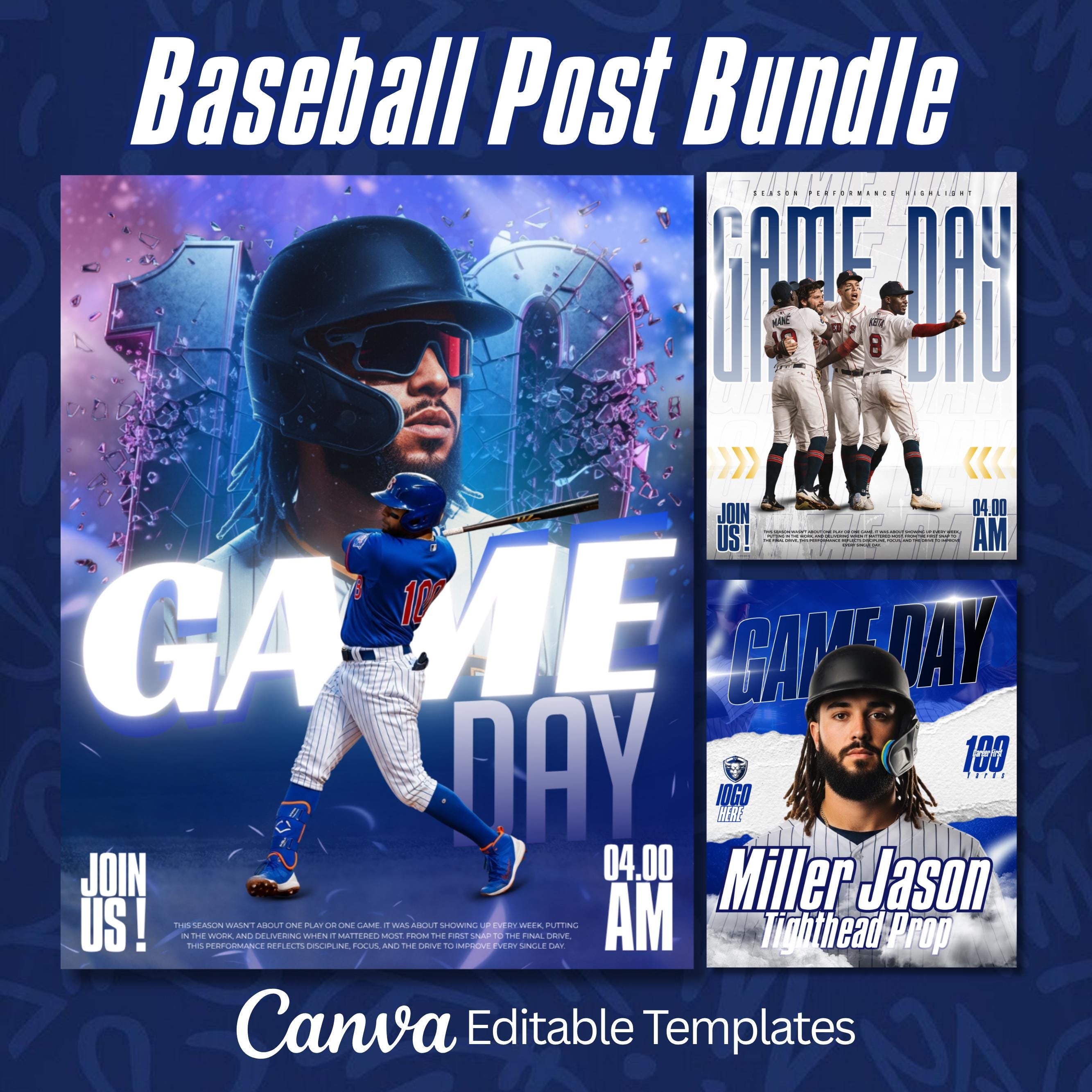 60+ Baseball Sports Social Media Templates | Editable Baseball Game Day ...