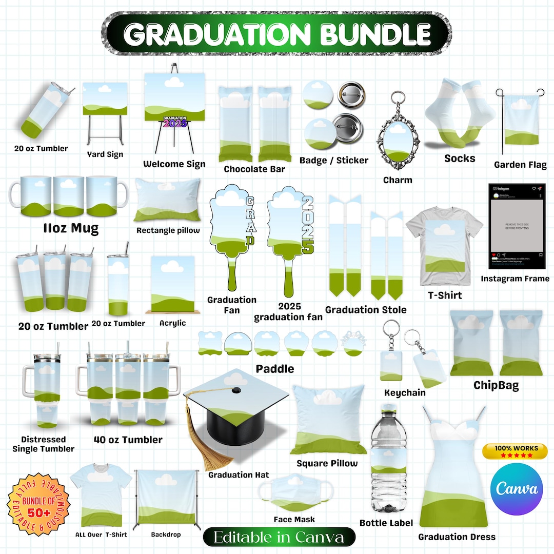 Graduation Mockup Bundle Template, Graduation Stole Templates ...