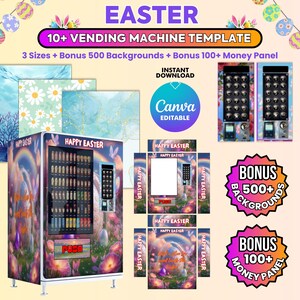 Easter Vending Machine Bundle Templates, Editable Vending Machine Template, Editable Party Favor Gift, Easter Canva Frame Template