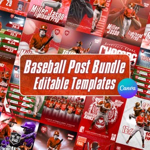 Baseball Sports Social Media Templates | Editable Baseball Game Day & Player Spotlights Canva Templates | Instant Download