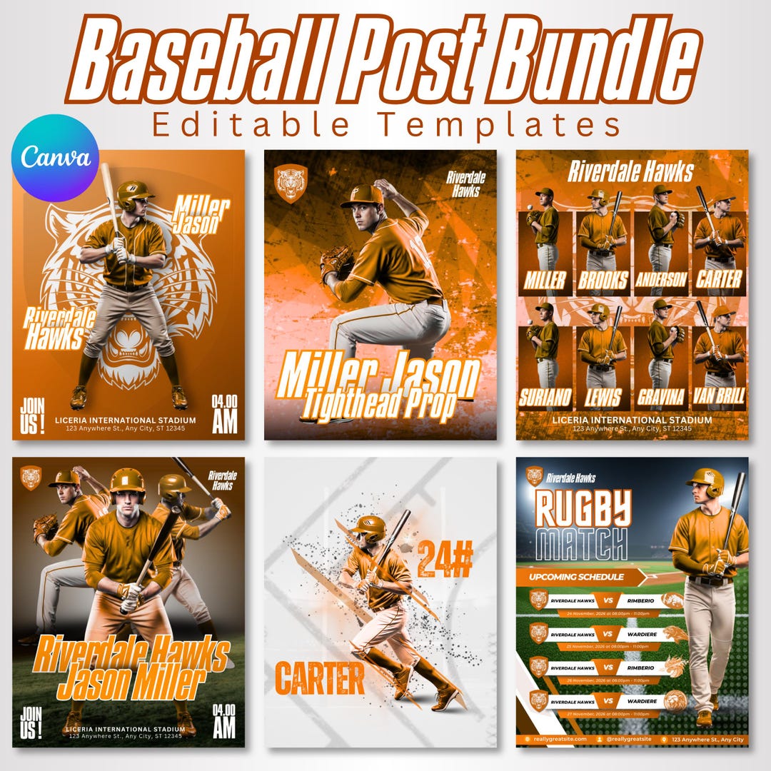 20+ Baseball Sports Social Media Templates | Editable Baseball Game Day ...