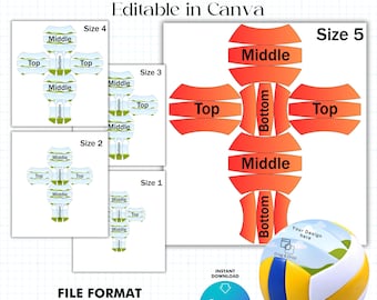 Volleyball Panel Template, Volleyball Panel Blank Template, Editable Volleyball Wrap, DIY, Photo Volleyball, Canva Template,Instant Download
