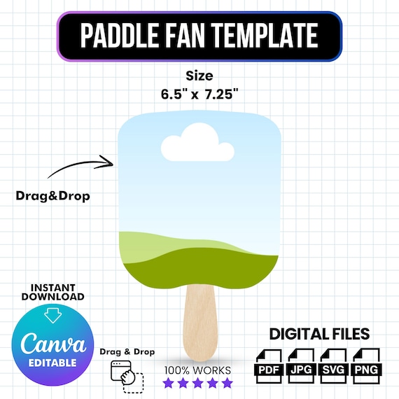 Fan Template Svg, Church Fan Template, Paddle Fan Template SVG, Wedding Program Fan, Hand Fan, Event Fan, Fan PNG, Custom Fan Template