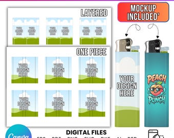 Lighter Label Canva Template Bundle, Custom Lighter Wraps, Lighter Mockup, Cricut Compatible, Ai, psd, svg, png, Instant Download
