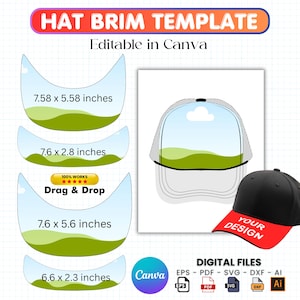 Trucker Hat Brim Template,Baseball Hat Brim Template,Trucker Hat Template Bundle,Hat Bar Template,Baseball Cap Brim Template,Custom Hat Brim