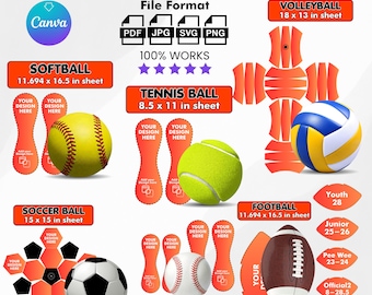 All Sports Panel Templates, Football Panel Template, Softball Panel Template, Drag And Drop Canva Template, Instant Download