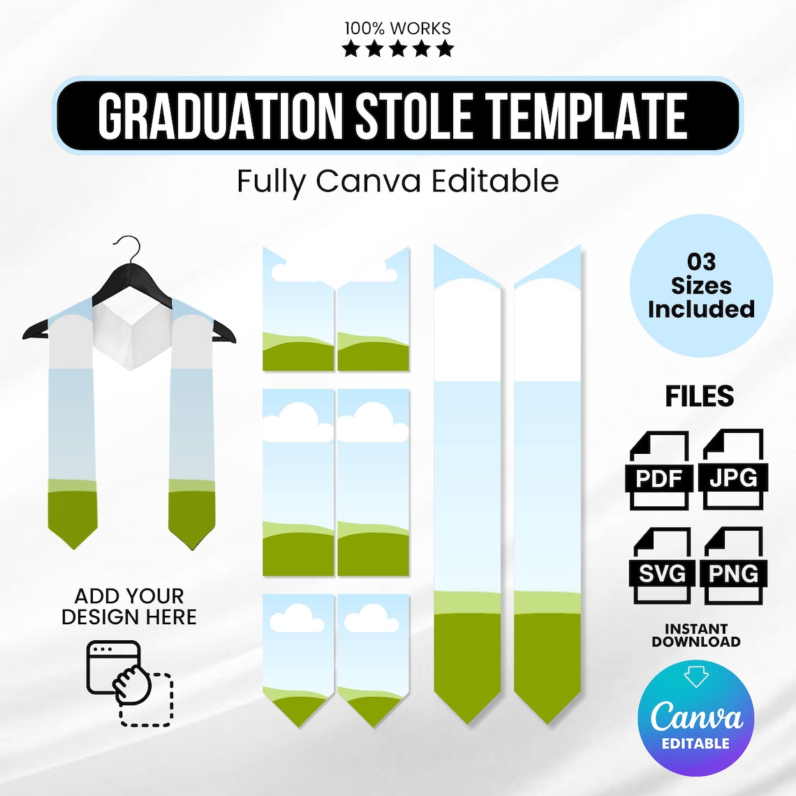 Graduation Stole Template, Graduation Stole Svg, Stole Template ...