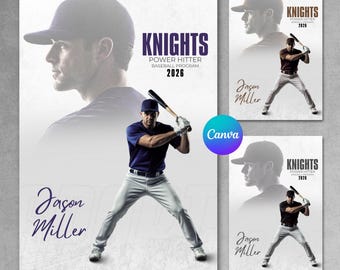 May include: Baseball program poster featuring a baseball player in a blue uniform with a bat, and the text "KNIGHTS POWER HITTER BASEBALL PROGRAM 2026". The poster is 13 x 19 inches.