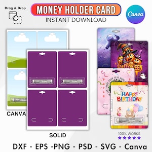 Money Holder Card Template, Money Gift Card Holder, Money Card Svg, Money Holder Svg, Money Card Holder Svg, printable, Instant Download