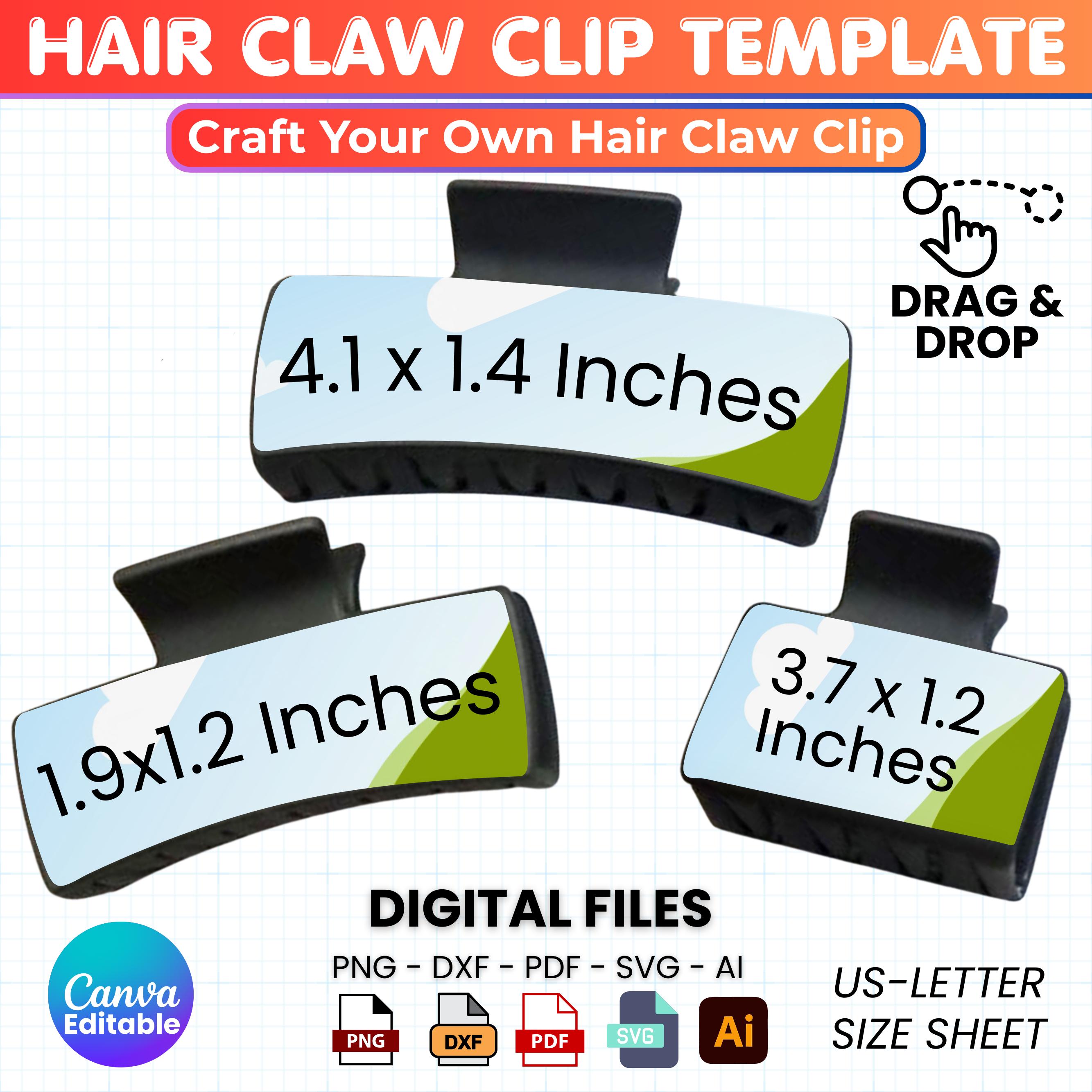 Editable Hair Claw Clip Template Bundle, Hair Claw Clip Cover Template ...