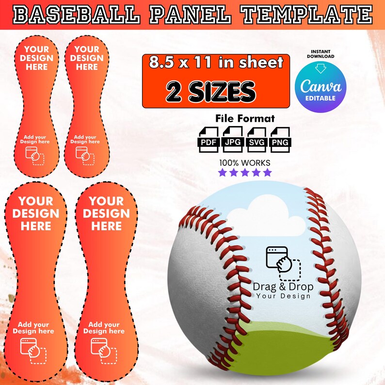 Baseball Panel Template, Baseball Panel Wrap Template, Ball Wrap, DIY ...