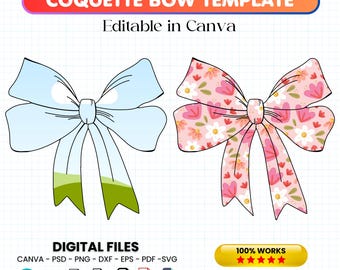 Coquette Bow Canva Frame Trending Bow Ribbon Drag and Drop, Ribbon Bow Canva Frames, Design Your Own Ribbon Bow