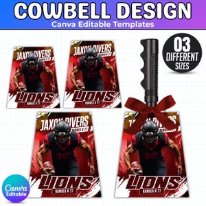 Cowbell Design Template, Editable Sport Cow bell Templates, Custom Cowbell Design, Tiger Football Cowbell , Football Cowbell, Cowbell Wrap