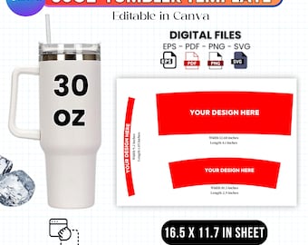 30oz Tumbler Template, 30 Oz Tumbler Template Sublimation Tumbler, 30Oz Editable Canva Tumbler Mockup,Tumbler Template Svg, Canva Template