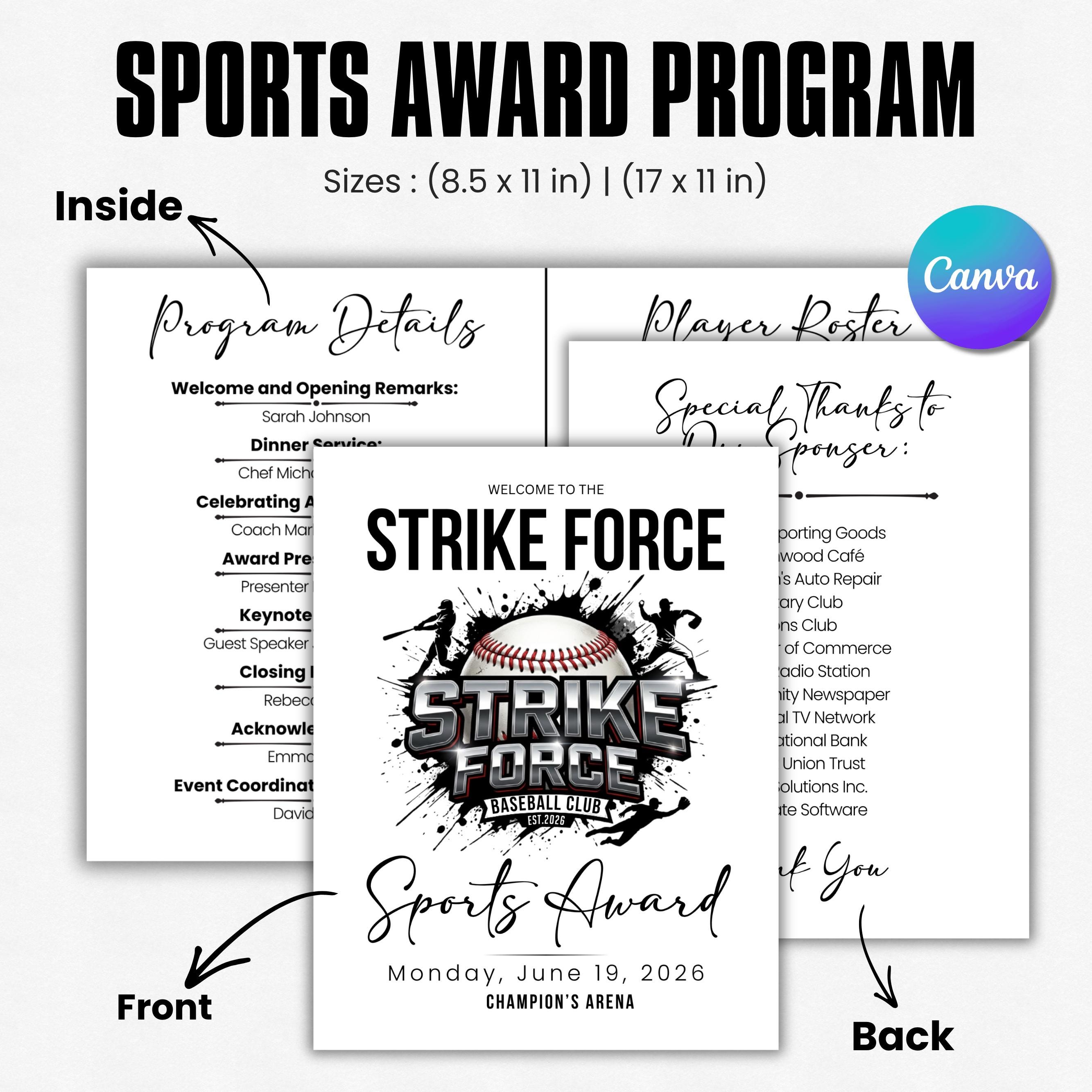 Sports Banquet Program Example Sports Award Banquet Program Template, Athletic Banquet Program, Sports ...