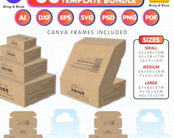 Editable Mailer Box Design Canva Template, Mailer Packaging Template, Custom Shipping Box, Mailer Boxes For Branding, Canva Template