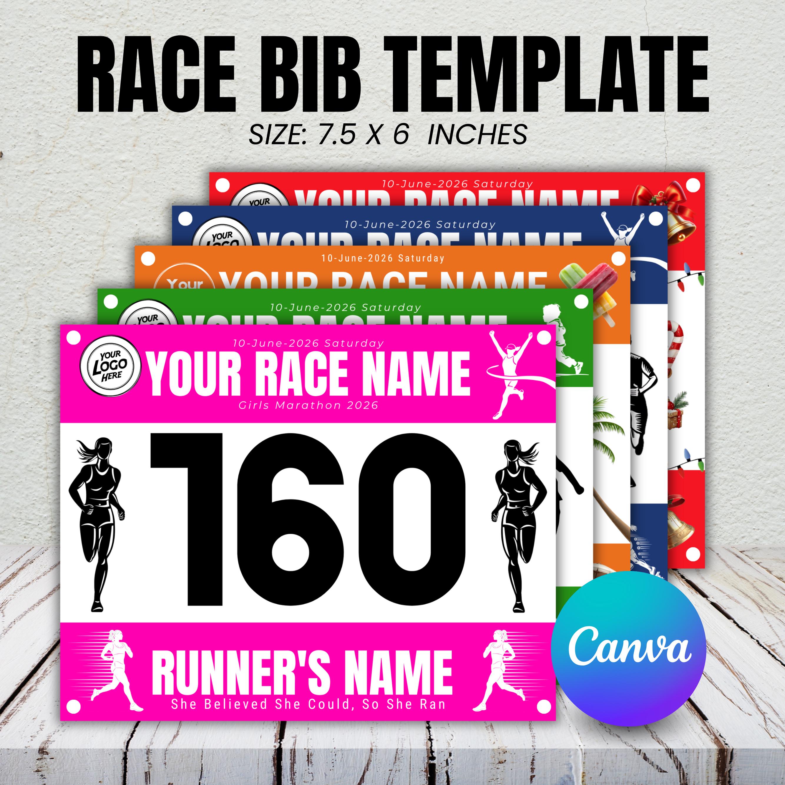 Race Bibs Template, Custom Race Bib, Printable Racing Bib, Running Race ...