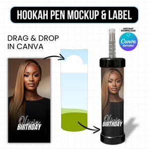 Hookah Pen Template, Hookah Pen Mockup, Hookah Pen Label, Canva Template, Instant Download, Custom Hookah Label Design, Olit Hookah Label