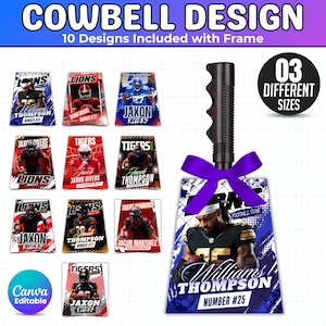 Cowbell Designs Bundle, Editable Sports Cowbell Templates,Custom Cowbell Design Football Cowbell Designs,Cowbell Canva Template,Cowbell Wrap