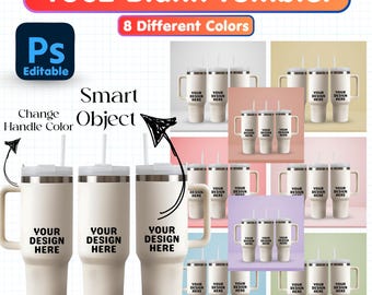 40oz Tumbler Mockup PSD, 08 Blank 40oz Tumbler Mockups, Editable 40oz Tumbler PSD Smart Object Mockup, Tumbler Mockup PSD, Digital Download