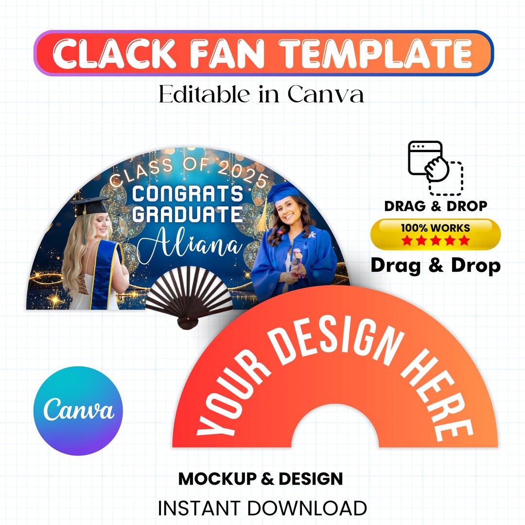 Clack Fan Template, Graduation Fan Template Editable Canva Template ...