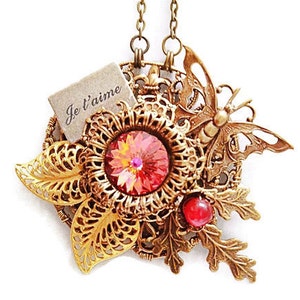 Brass Butterfly Pendant Filigree Butterfly Jewelry image 3