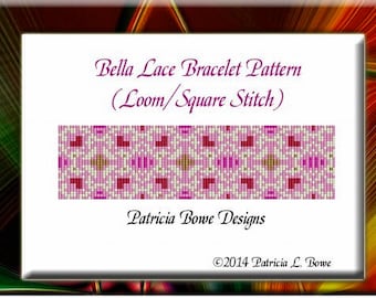 Patrón de pulsera de cuentas Bella Lace: puntada cuadrada o de telar (patrón PDF)