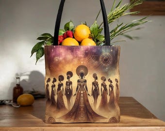 Afrofuturist Tote Bag: African Women Art, Boho Chic Handbag