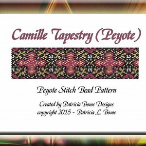Red Gold Tapestry Peyote Bracelet Pattern, Seed Bead Weaving (Digital Download)