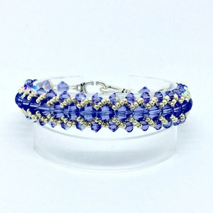 Purple Tanzanite Crystal Handbeaded Tennis Bracelet