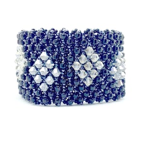 Handeaded Bracelet with Black Diamond Crystals