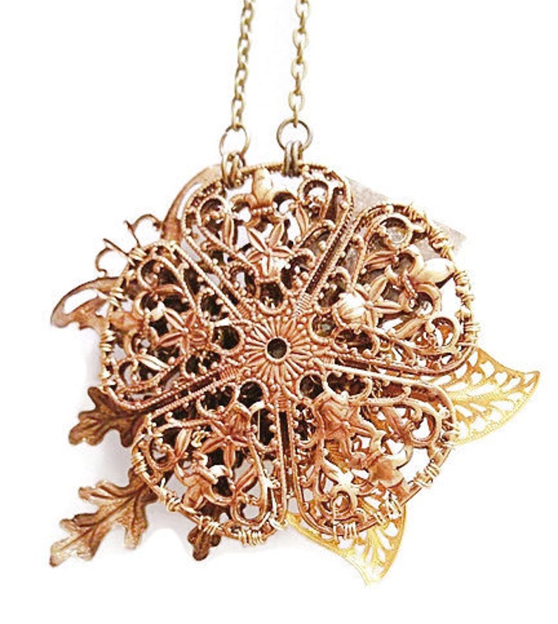 Brass Butterfly Pendant Filigree Butterfly Jewelry image 4