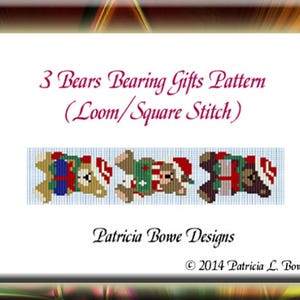 Christmas Bears Bracelet Pattern: Loom or Square Stitch (PDF Download)