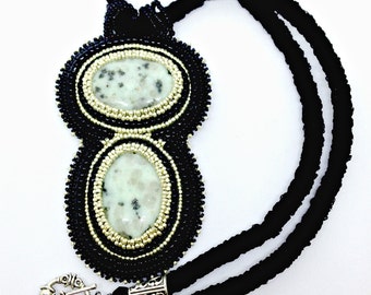 Kiwi Jasper Kumihimo Necklace: Beaded Statement Jewelry