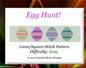 Bead Loom Pattern, Easter Egg Beaded Bracelet Pattern, Loom Pattern, Beaded Bracelet Pattern, Eggs Beading Pattern, Loom Bracelet