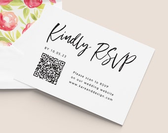 QR Code RSVP Card, Reply Card, Response Card, Wedding RSVP online, Modern Reply Card, Reply Online, Wedding Response, Minimalist Design | K2