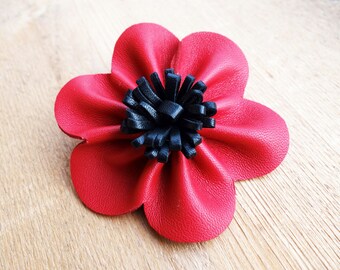 Flower brooch leather // Spring floral pin // marriage flower