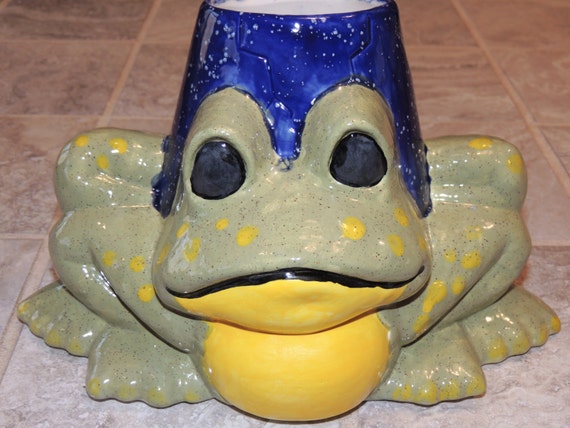 Items similar to Handmade Ceramic Frog planter. Cute inside or in the