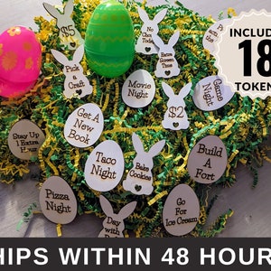18 fichas de Pascua, búsqueda de huevos de Pascua, monedas de recompensa, regalo de Pascua, búsqueda de huevos, ficha de caza, búsqueda del tesoro