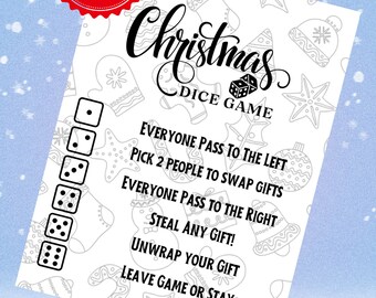 Juego de dados para intercambiar regalos de Navidad, fiesta grupal (descarga digital)