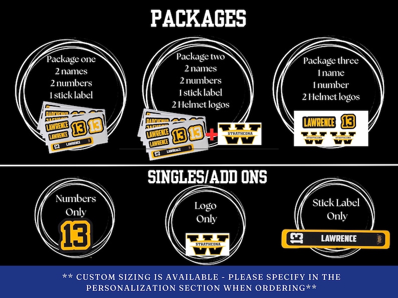 Personalized Hockey Stickers for Teams - Custom Vinyl Player Names ...