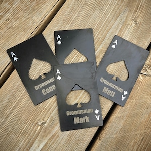 Personalized Bottle Opener for Groomsmen Gifts, Ace Card Bottle Opener, Wallet Size bottle opener