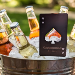 Personalized Bottle Opener for Groomsmen Gifts, Ace Card Bottle Opener, Wallet Size bottle opener image 5