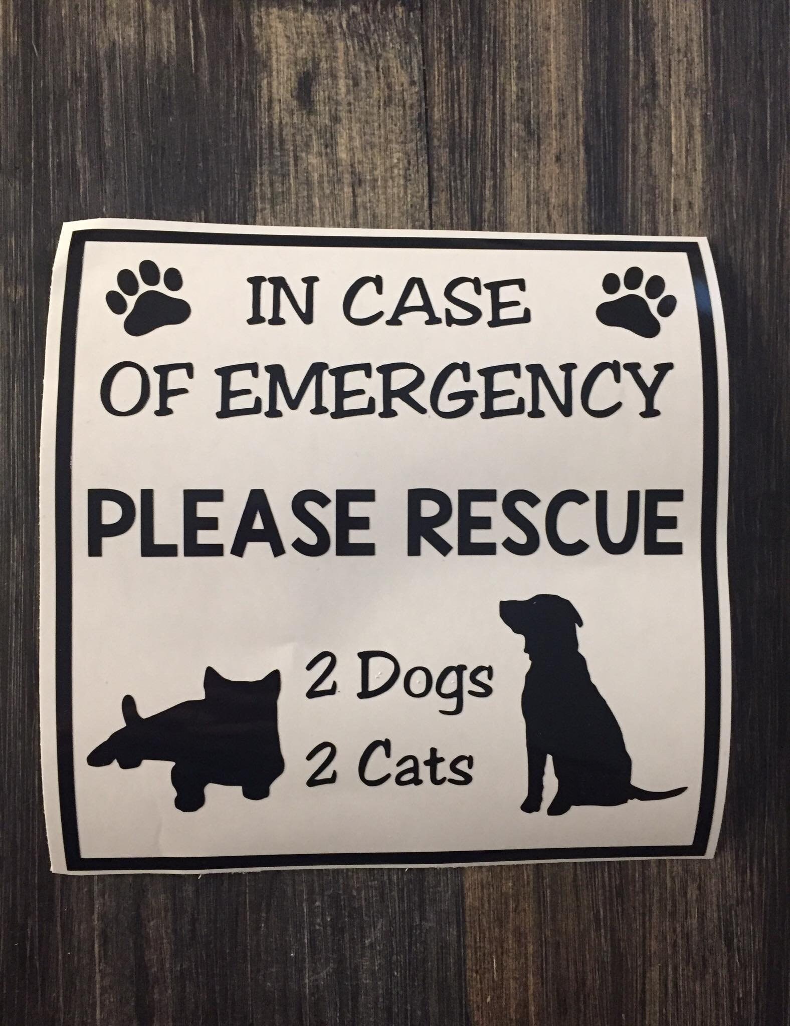 In Case of Emergency Animal Rescue Decal CANADIAN SELLER | Etsy Canada