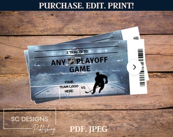 Hockey Birthday Surprise Tickets - Editable Hockey Ticket template complete with team logos to insert